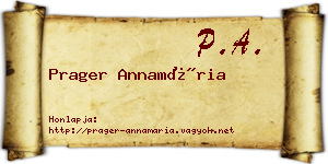 Prager Annamária névjegykártya